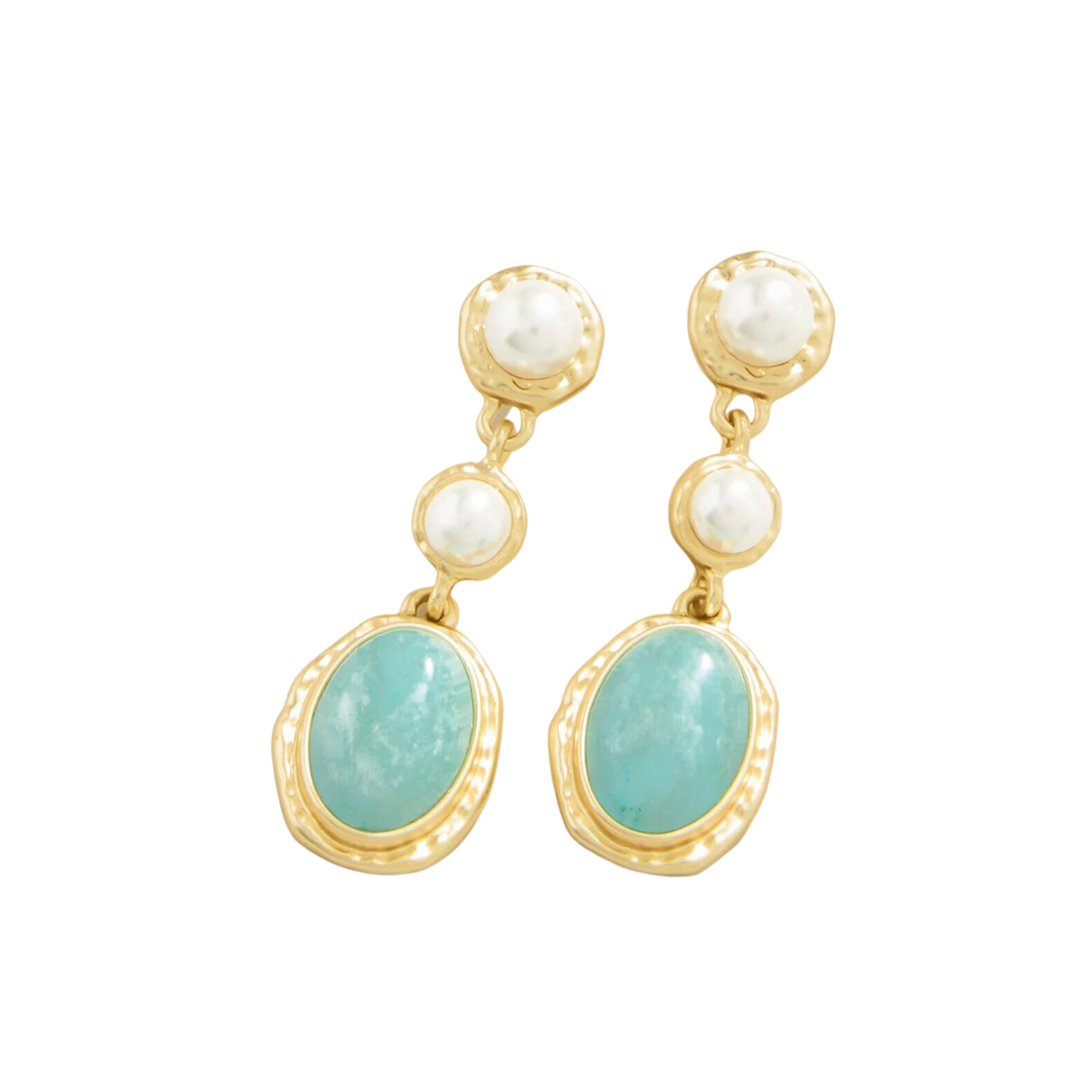 Summer Earring in Pearl & Amazonite - Madison's Niche 