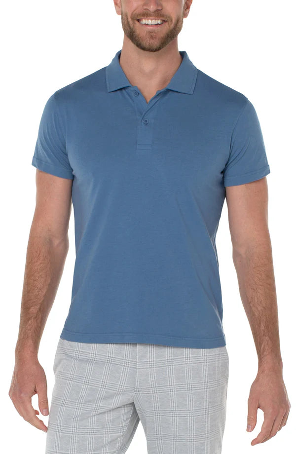 Garment Dyed Polo in Blue