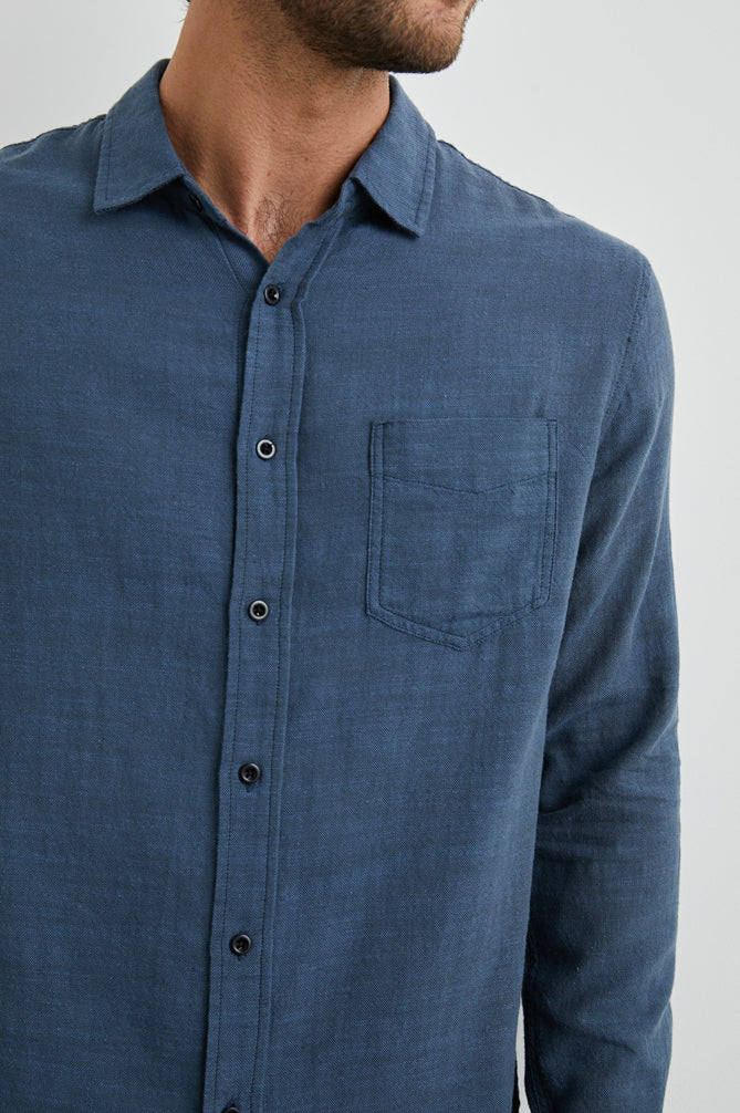 Wyatt Long Sleeve Button Down in Sea Blue - Madison's Niche 