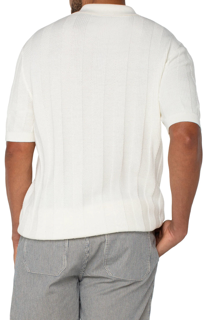 Ivory Short Sleeve Sweater Knit Polo