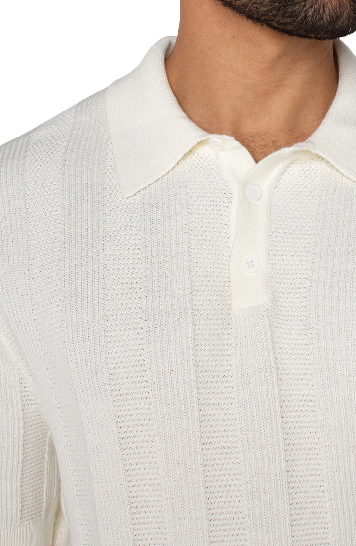 Ivory Short Sleeve Sweater Knit Polo