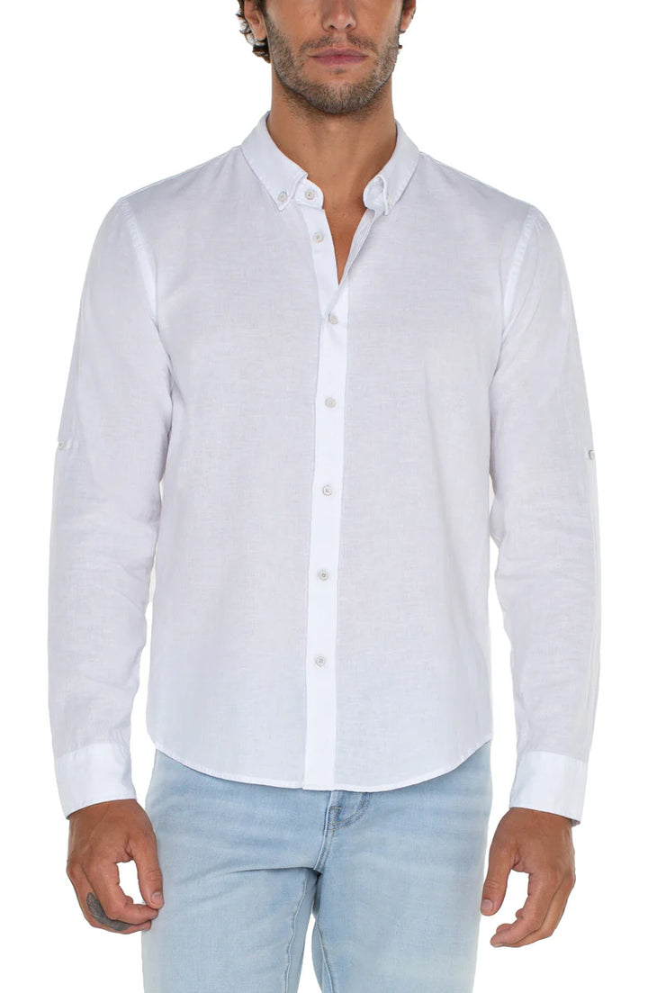 Convertible Button Up Shirt in White