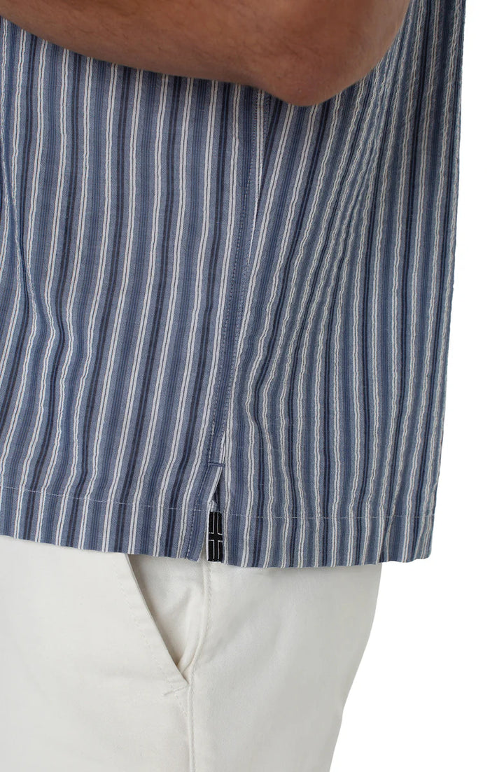 Short Sleeve Button Up Camp in Blue White Multi