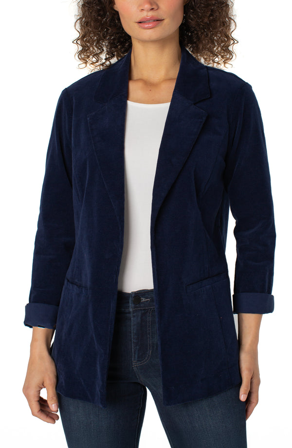 Corduroy Boyfriend Blazer in Arctic Night Madison's Niche 