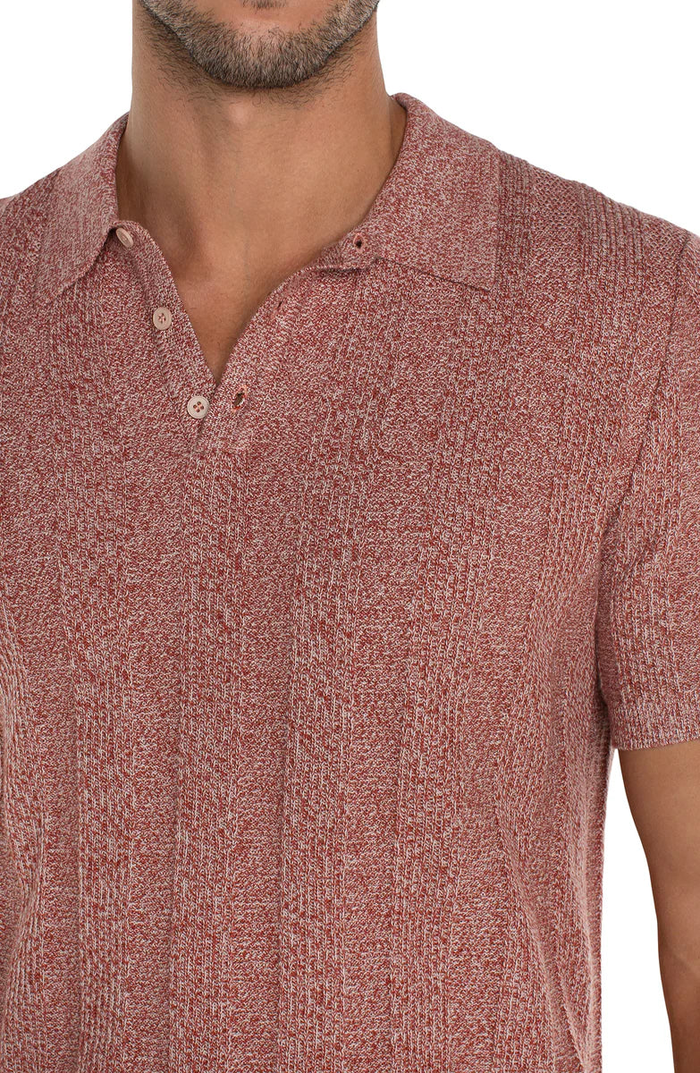 Short Sleeve Sweater Knit Polo in Nantucket Red Multi
