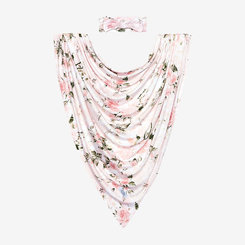 Vintage Pink Rose Swaddle & Headband Set - Madison's Niche 