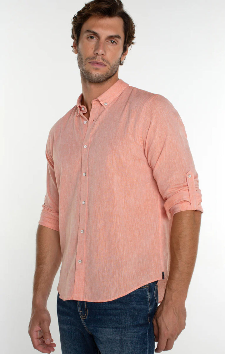 Convertible Button Up Shirt in Orange