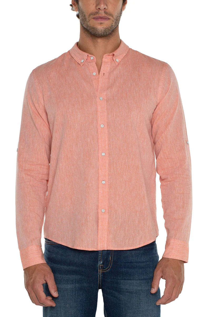 Convertible Button Up Shirt in Orange