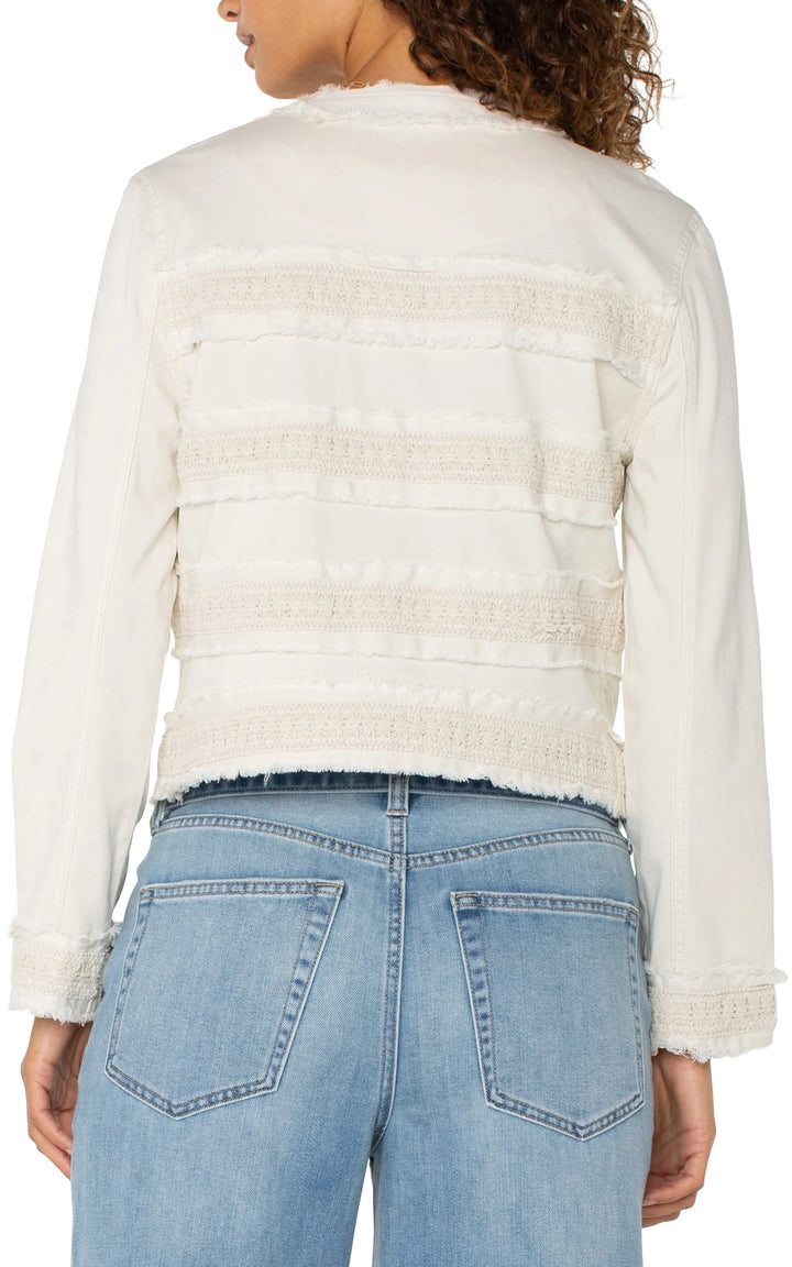 Collarless Lace Jacket In Bone