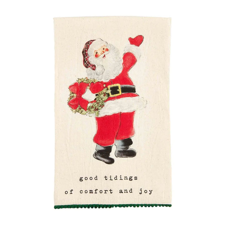 Vintage Santa & Reindeer Pom Towel - Madison's Niche 