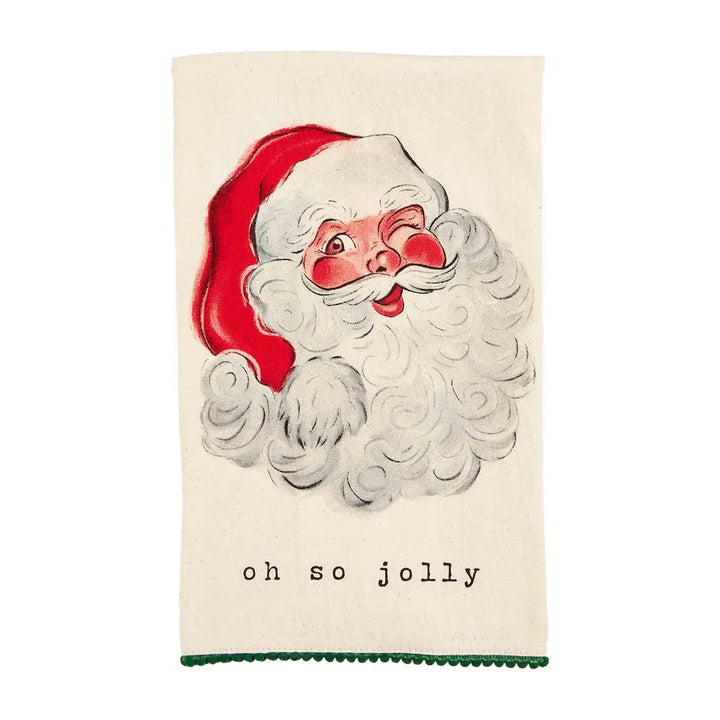 Vintage Santa & Reindeer Pom Towel - Madison's Niche 