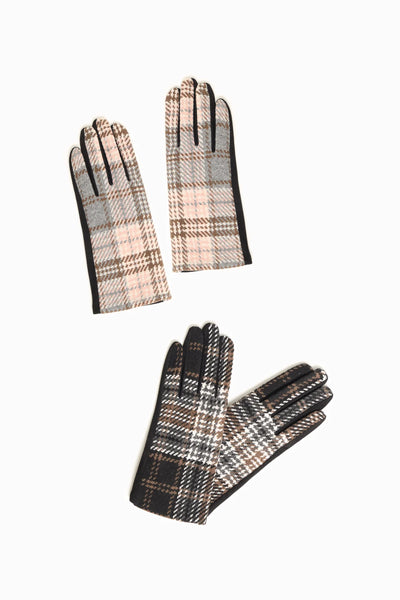 Vivienne Plaid Gloves in Grey - Madison's Niche 