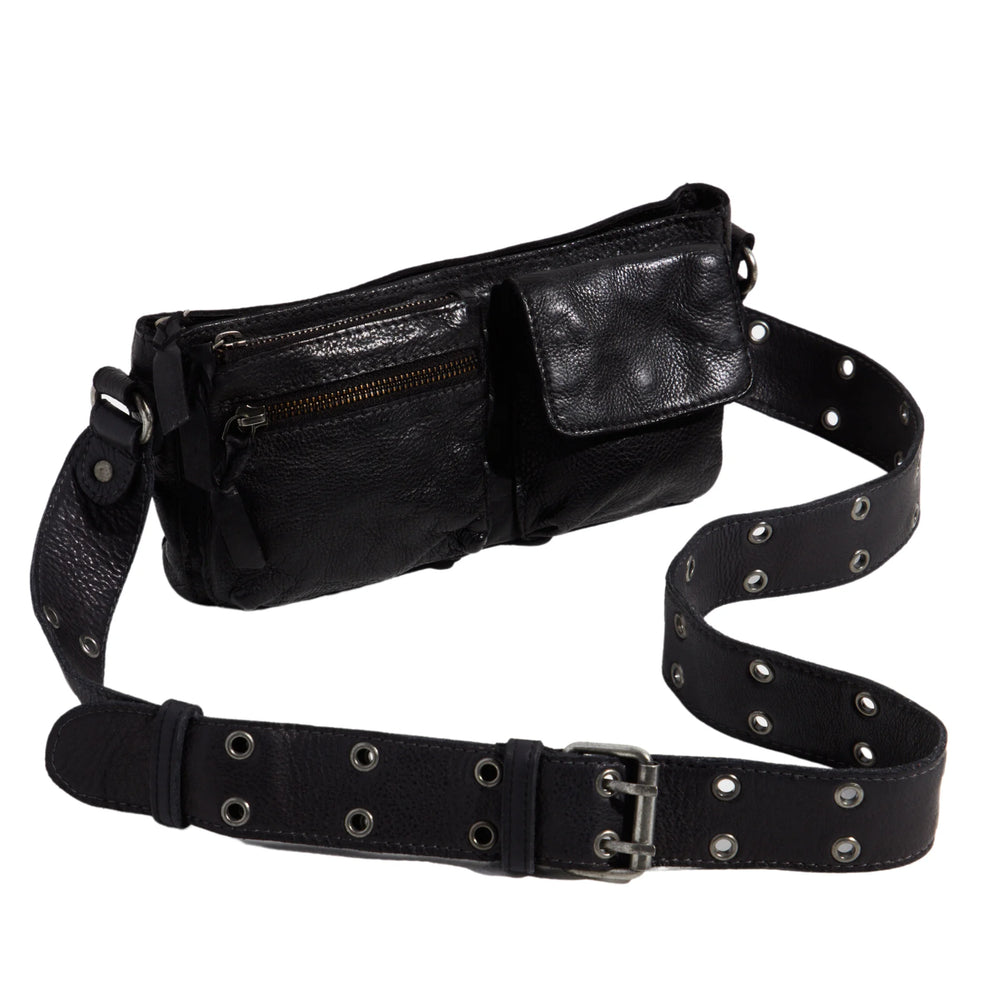 Wade Leather Sling Bag in Black - Madison&