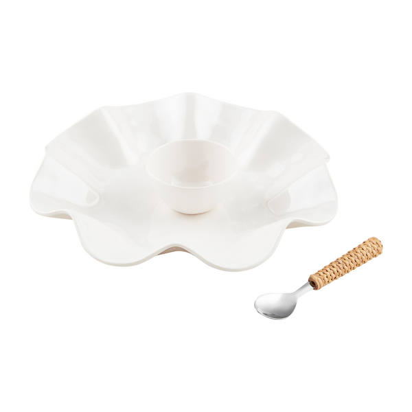 Ruffle Melamine Chip And Dip Set
