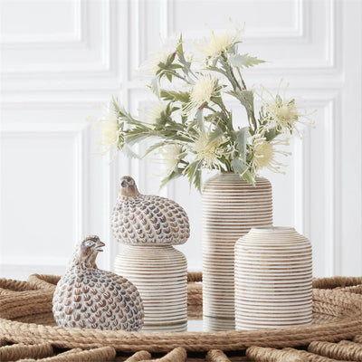 Whitewashed Resin Quail Statue - Madison's Niche 