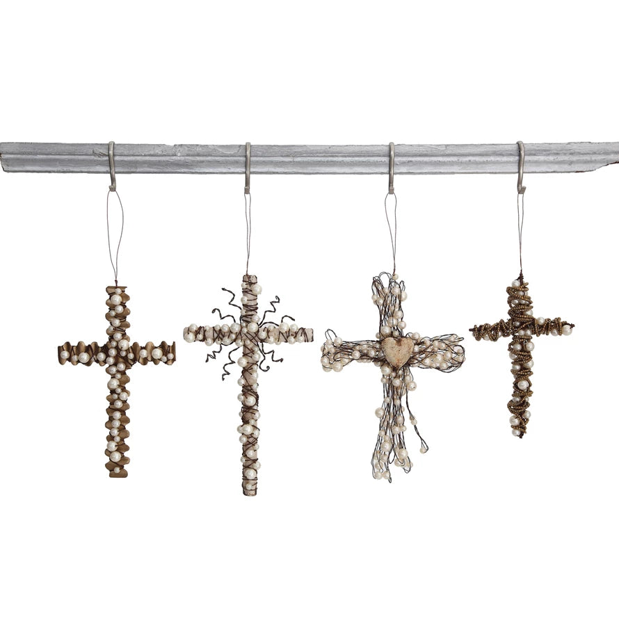 Wire Beaded Cross - Madison's Niche 