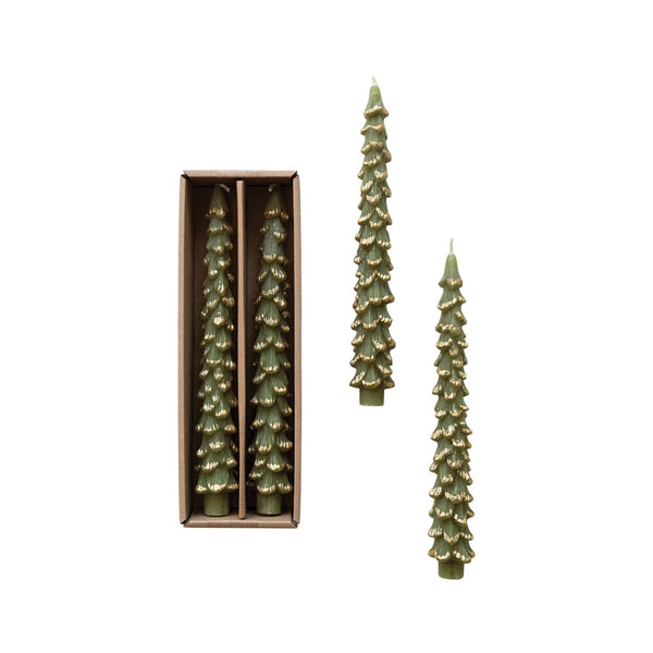 Tree Tapers in Green with Gold Madison's Niche 
