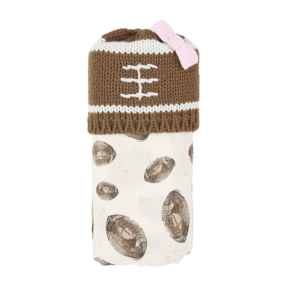 Football Swaddle & Bow Hat Set - Madison's Niche 