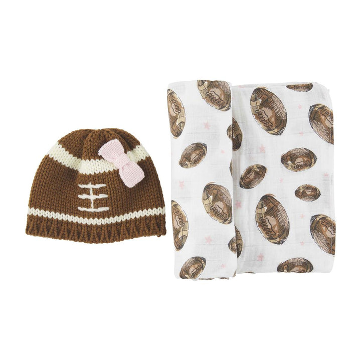 Football Swaddle & Bow Hat Set - Madison's Niche 