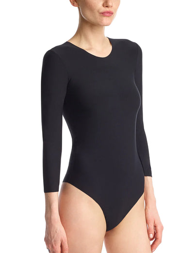 Butter 3/4 Sleeve Crewneck Bodysuit in Black - Madison's Niche 