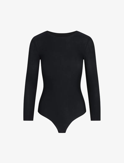 Butter 3/4 Sleeve Crewneck Bodysuit in Black - Madison's Niche 