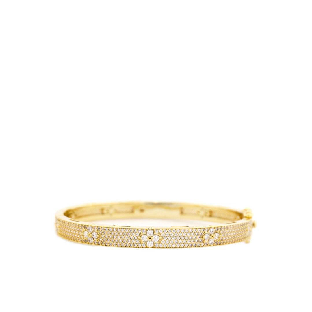 5 Row Pavé Set with Flowers in Gold - Madison's Niche 