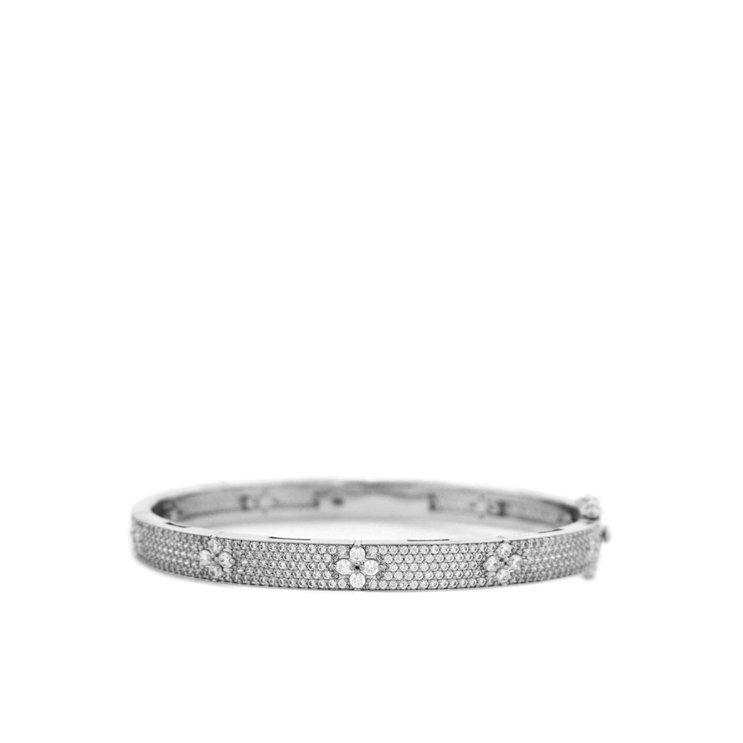 5 Row Pavé Set with Flowers in Silver - Madison's Niche 