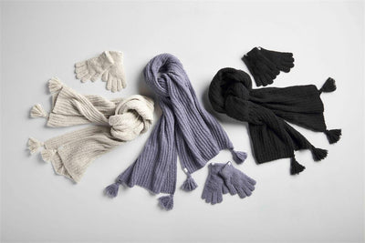 Chenille Gloves & Scarf Set in Black - Madison's Niche 