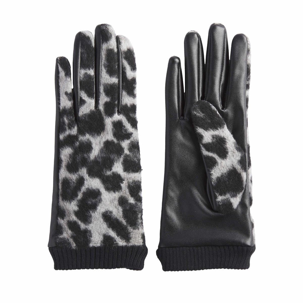 Leopard Ribbed Gloves in Grey - Madison&