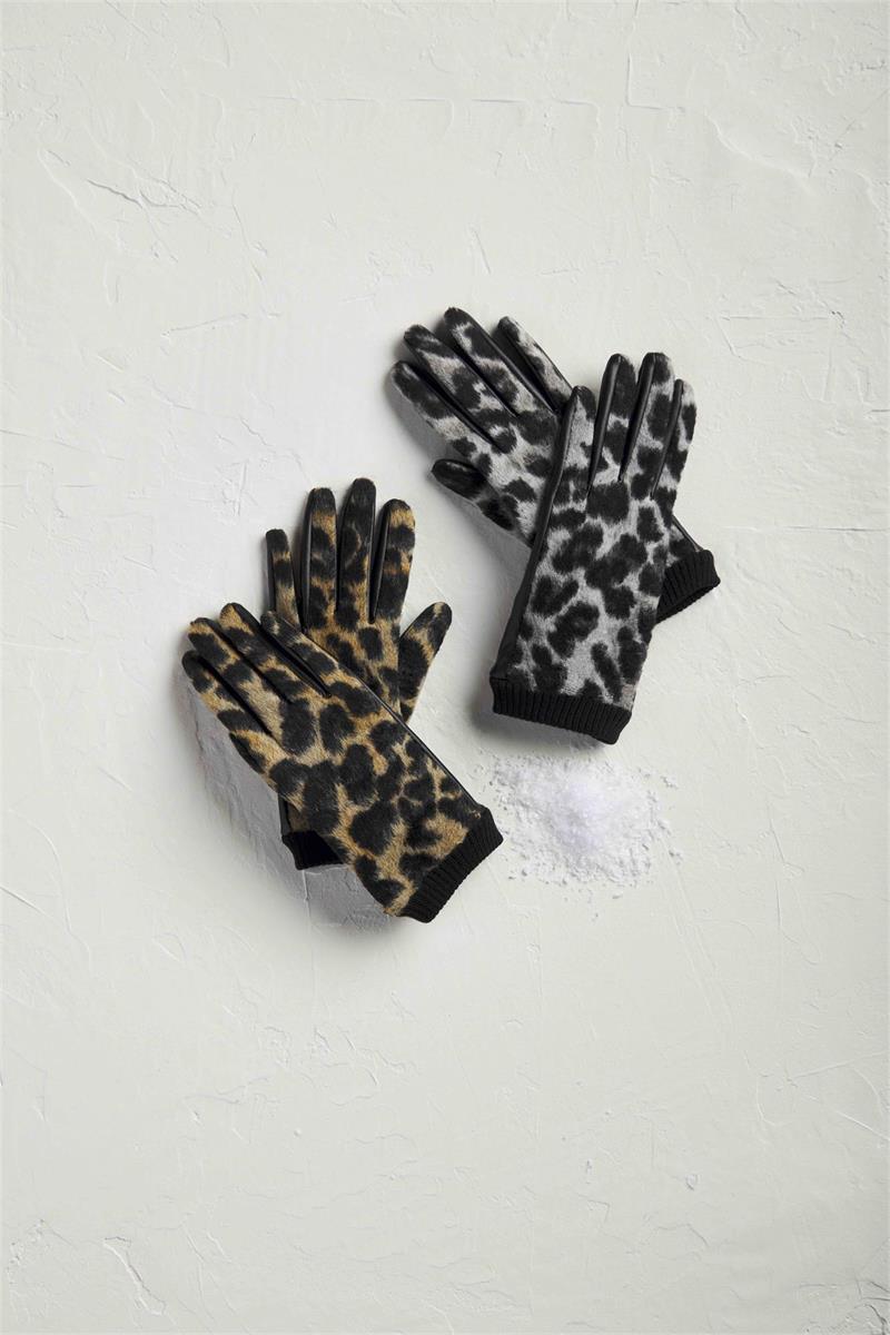 Leopard Ribbed Gloves in Grey - Madison's Niche 