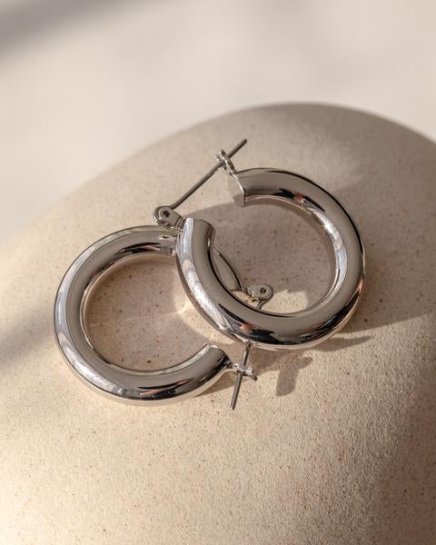 Baby Amalfi Tube Hoops in Silver - Madison's Niche 