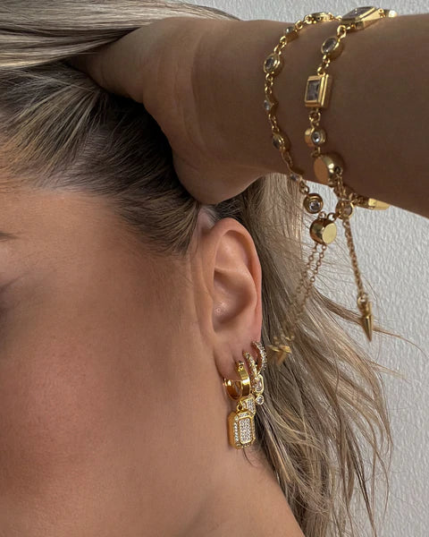 Diamond Statement Hoop in Gold - Madison's Niche 