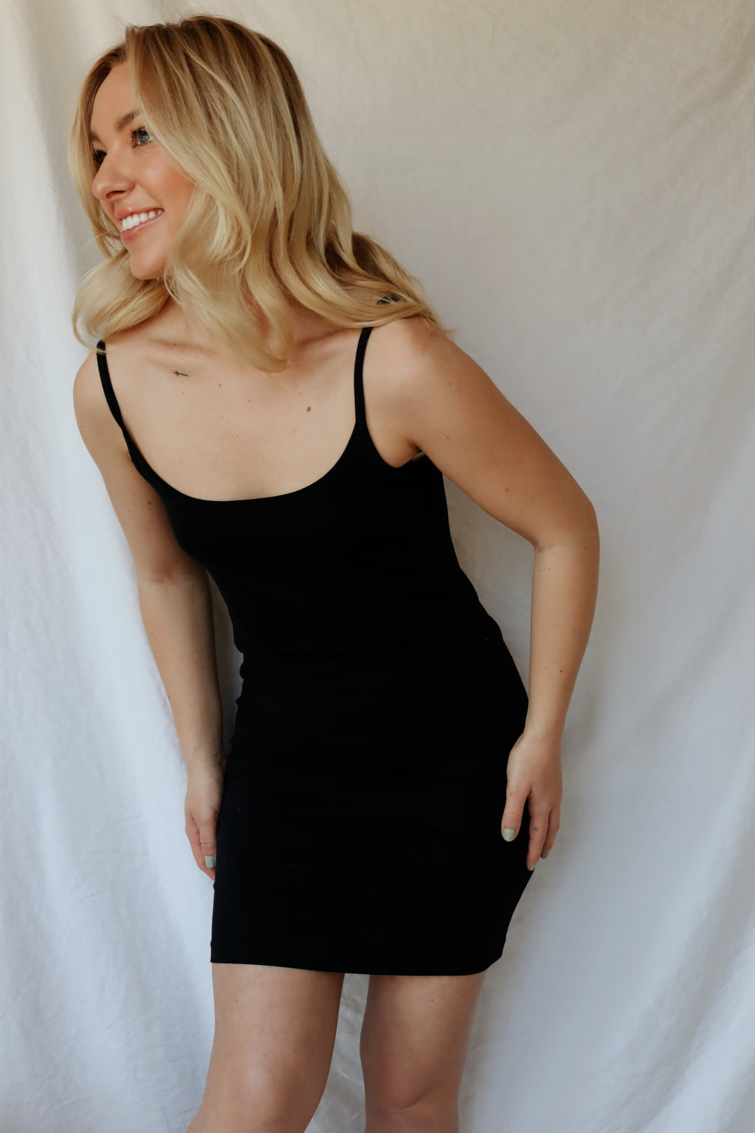 Knit Slip Dress in Black - Madison's Niche 