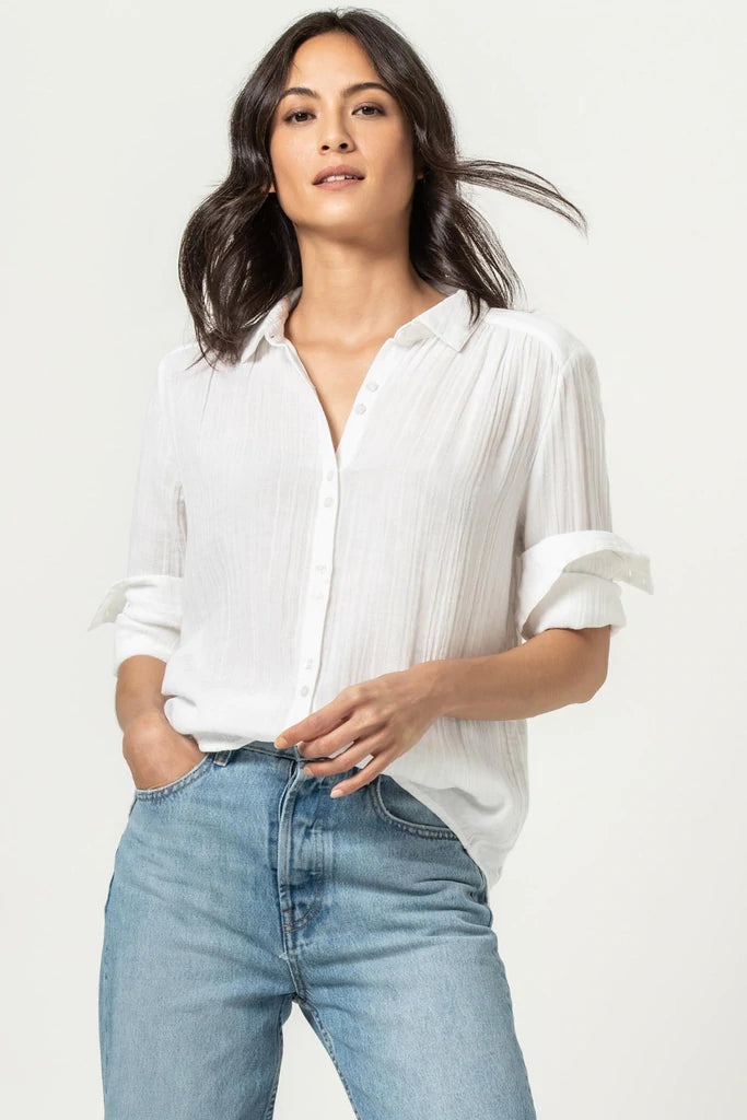 Long Sleeve Button Down in Linen - Madison's Niche 