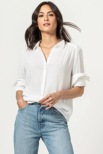 Long Sleeve Button Down in Linen - Madison's Niche 