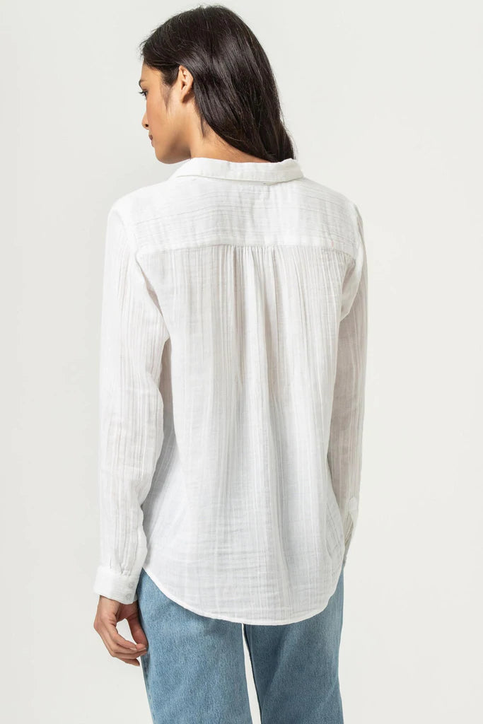 Long Sleeve Button Down in Linen - Madison's Niche 