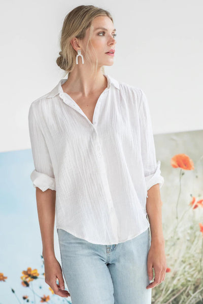 Long Sleeve Button Down in Linen - Madison's Niche 