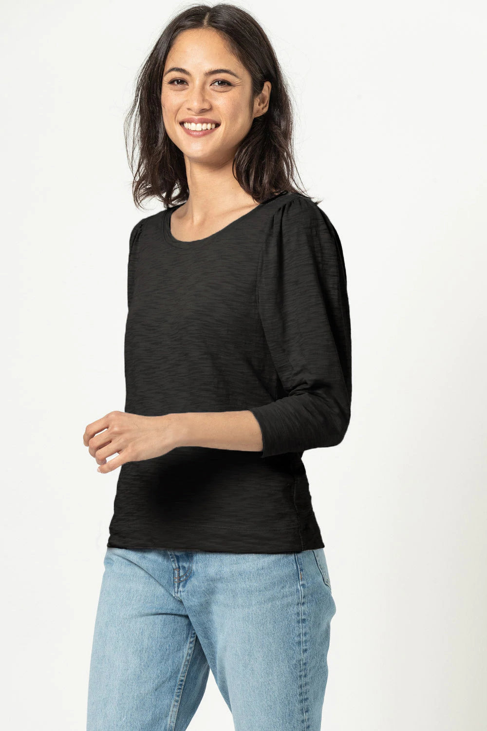 3/4 Sleeve Ballet Neck in Black - Madison's Niche 