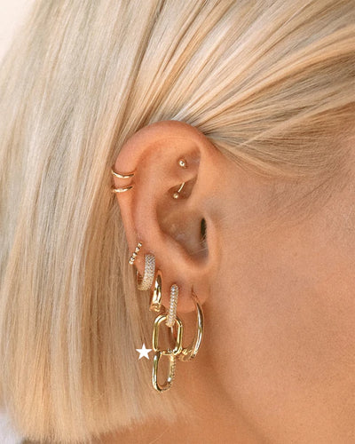 Pavé Chain Link Huggies in Gold - Madison's Niche 