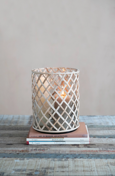 Rattan/Glass Hurricane - Madison's Niche 