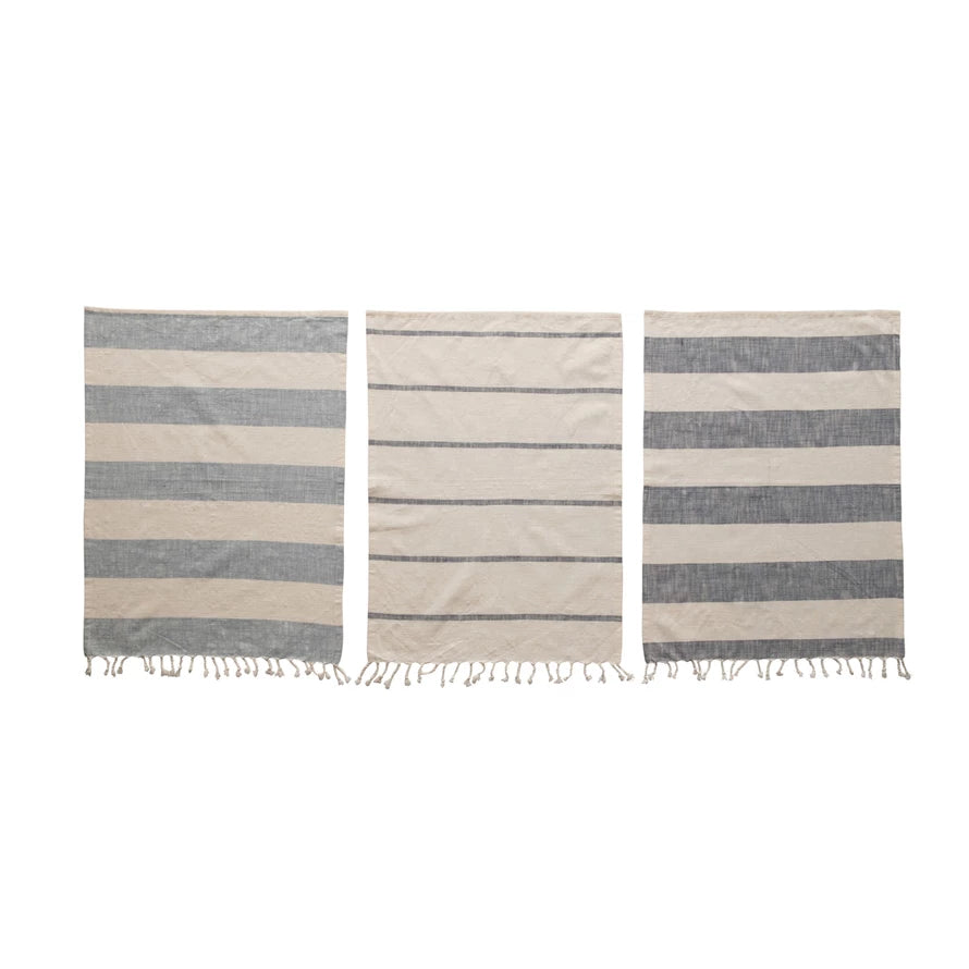 Set of 3 Blue Striped Towels - Madison&