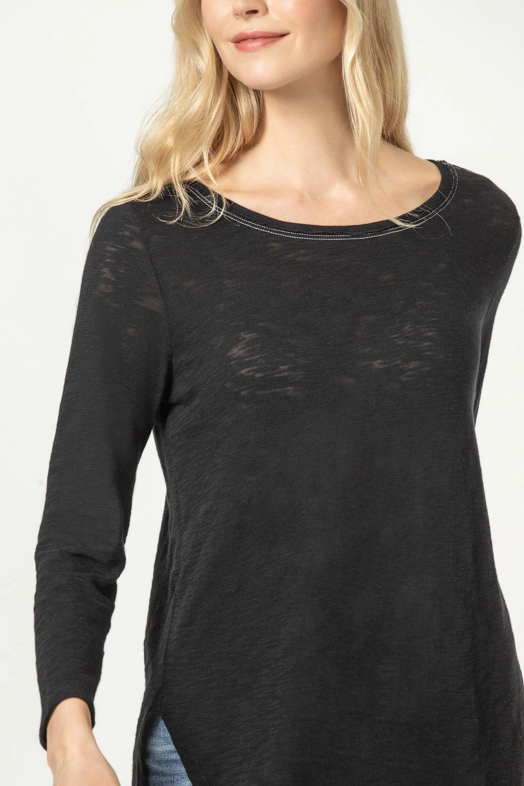 3/4 Sleeve Boatneck in Black - Madison's Niche 