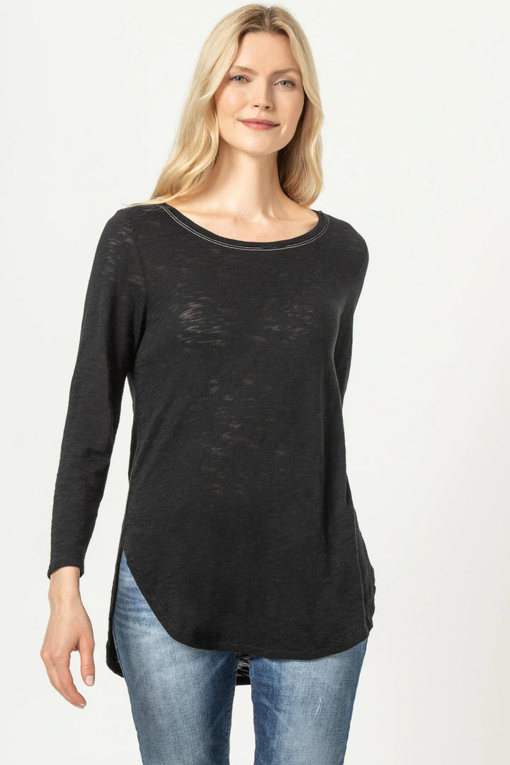 3/4 Sleeve Boatneck in Black - Madison's Niche 