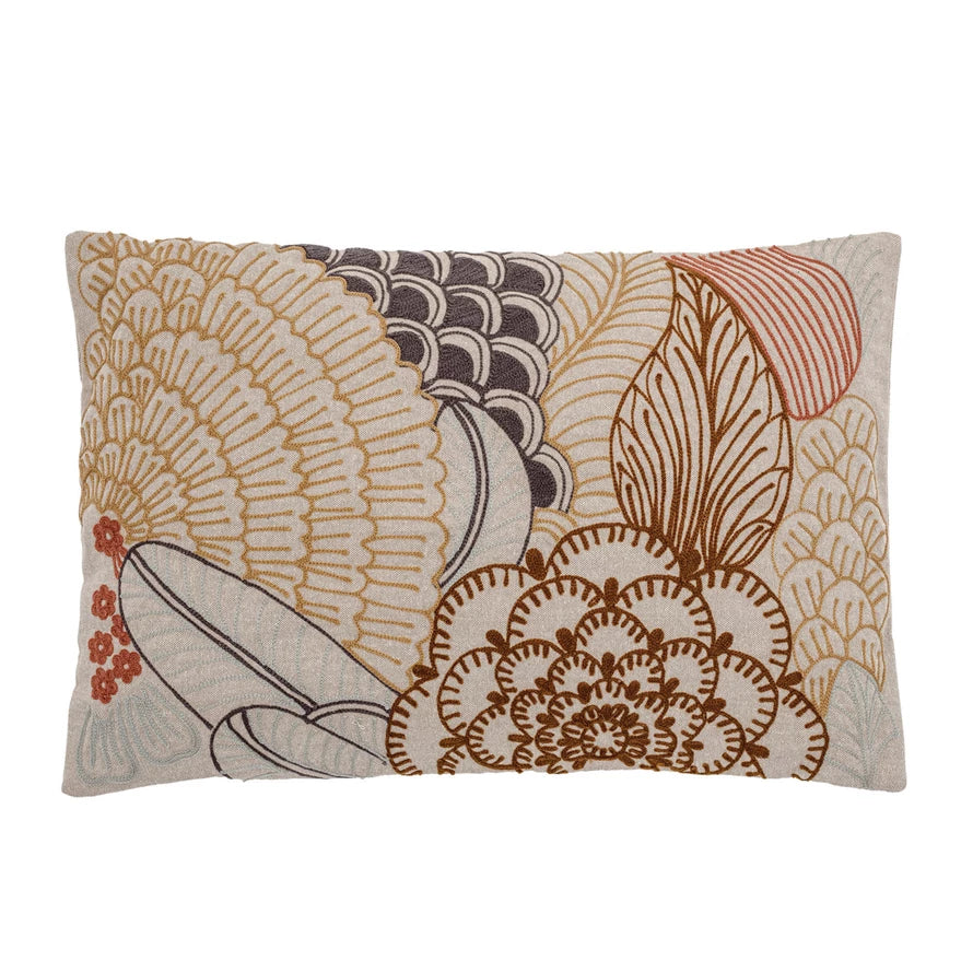 Embroidered Floral Pillow - Madison&