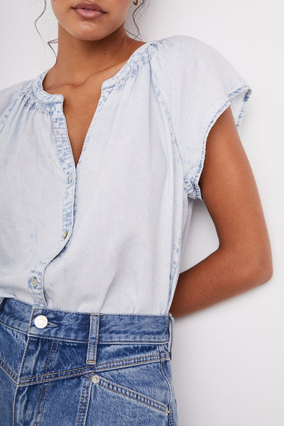 Alena Top in Light Acid Wash - Madison's Niche 