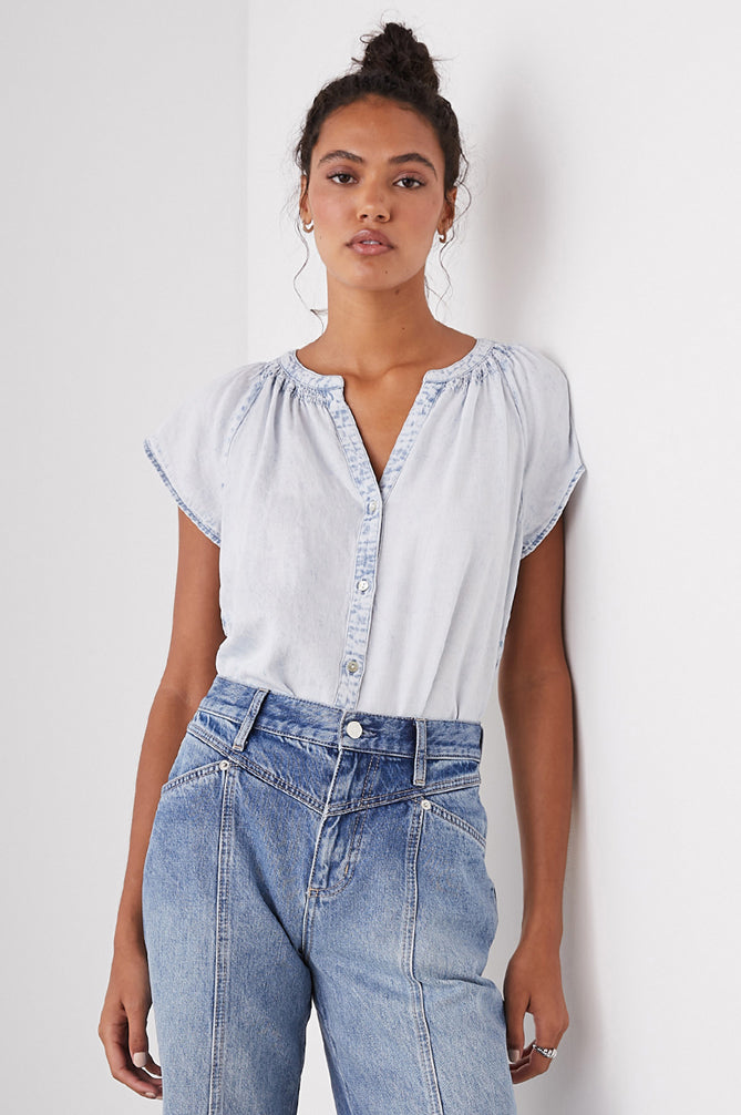 Alena Top in Light Acid Wash - Madison's Niche 