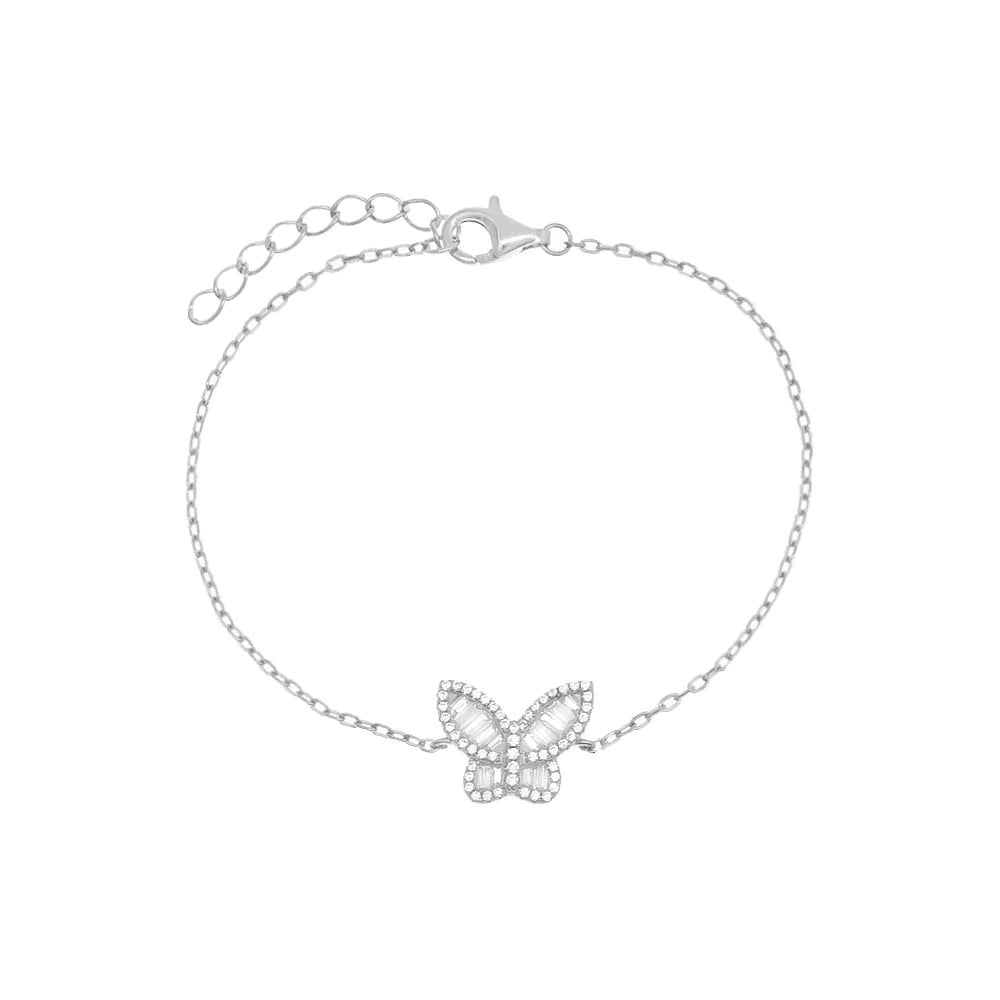 Baguette Butterfly Bracelet in Silver - Madison's Niche 
