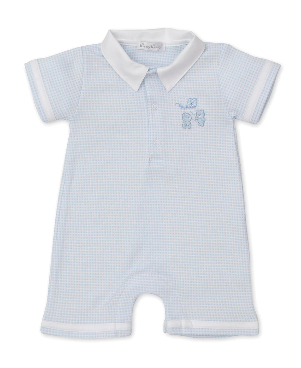 Beary Nice Kites Short Playsuit in Blue - Madison's Niche 