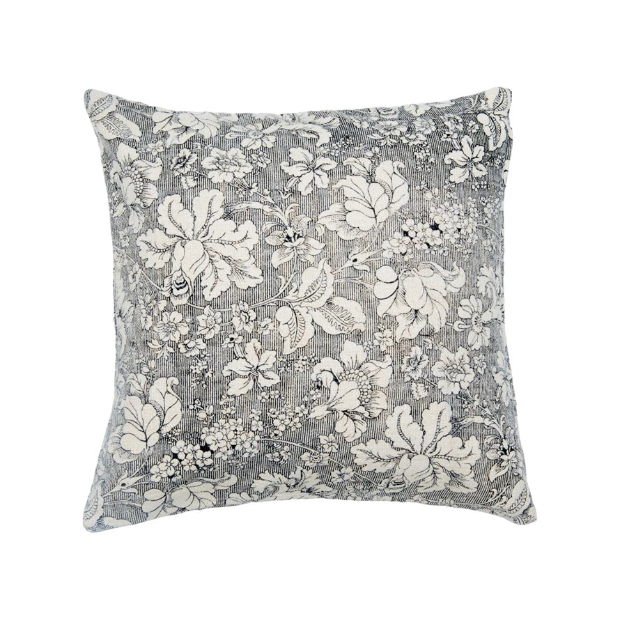 Black & Cream Floral Pillow - Madison's Niche 