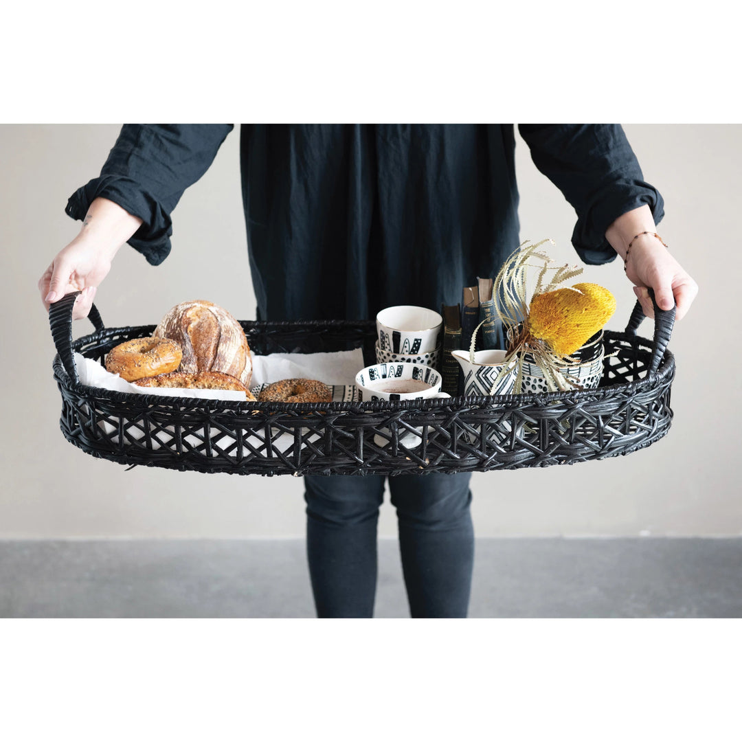 Black Rattan Tray - Madison's Niche 